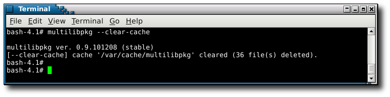 using multilibpkg in mode --clear-cache